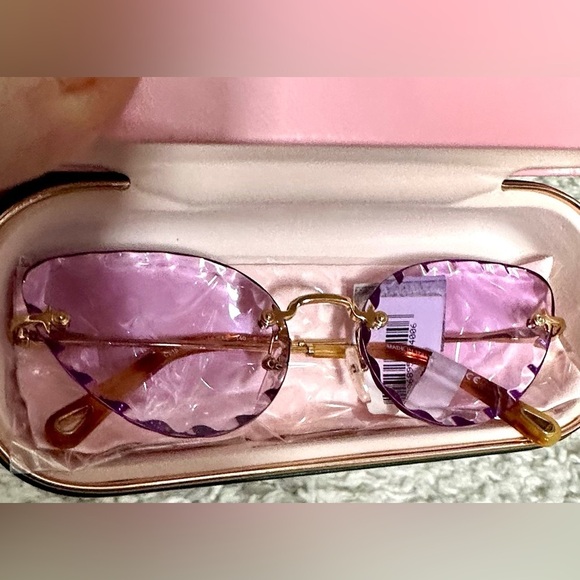 RARE Chloé Scalloped Cat Eye Sunglasses Purple Gradient 60MM NWT Luxe main image 9